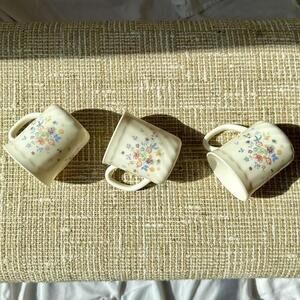Vintage set of 3 Victoria Arcopal France floral swirl milk glass tea coffee cups